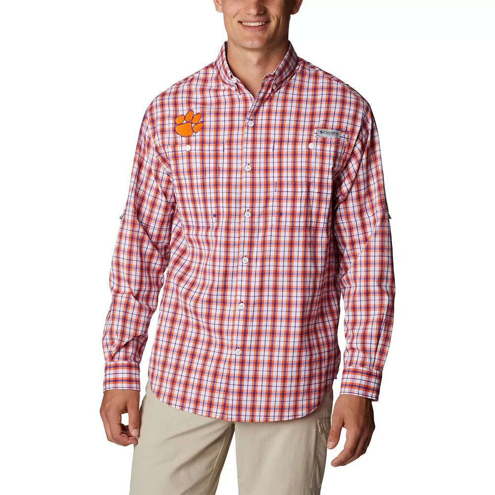 Men's Columbia Orange Clemson Tigers Super Tamiami Omni-Wick Long Sleeve Button-Down Shirt 1 Men's Columbia Orange Clemson Tigers Super Tamiami Omni-Wick Long Sleeve Button-Down Shirt