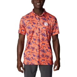 Men's Columbia Orange Clemson Tigers Super Terminal Tackle Omni-Shade Polo