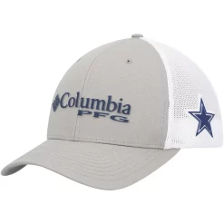 Men's Columbia Gray/White Dallas Cowboys PFG Ball Flex Hat 