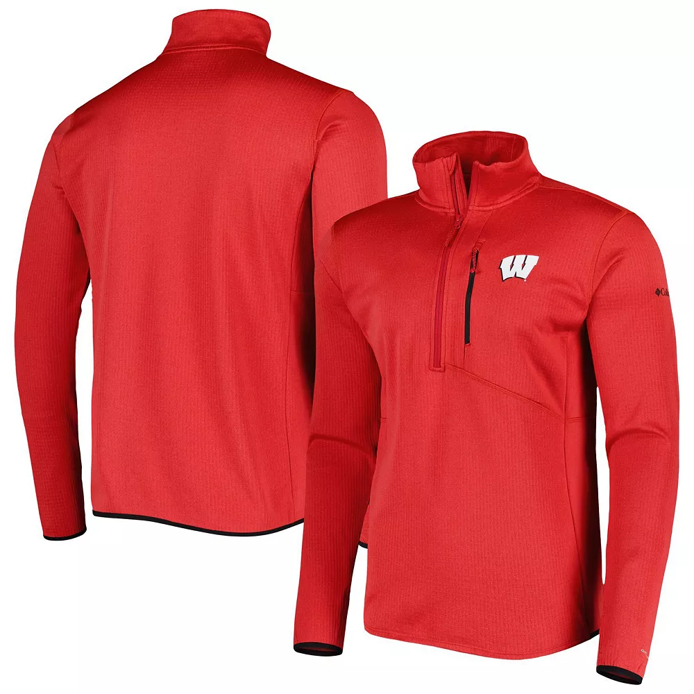 Men's Columbia Red Wisconsin Badgers Park View Omni-Wick Half-Zip Top 1 Men's Columbia Red Wisconsin Badgers Park View Omni-Wick Half-Zip Top