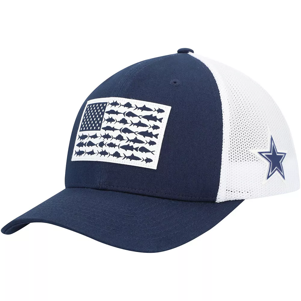 Men's Columbia Navy/White Dallas Cowboys Mesh Fish Flag Flex Hat 1 Men's Columbia Navy/White Dallas Cowboys Mesh Fish Flag Flex Hat
