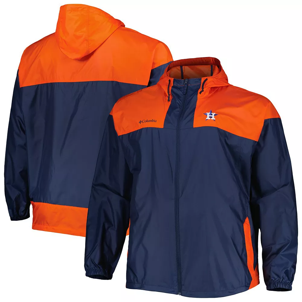Men's Columbia Navy Houston Astros Flash Forward Challenger Omni-Shade Full-Zip Windbreaker 2 Men's Columbia Navy Houston Astros Flash Forward Challenger Omni-Shade Full-Zip Windbreaker - Image 2