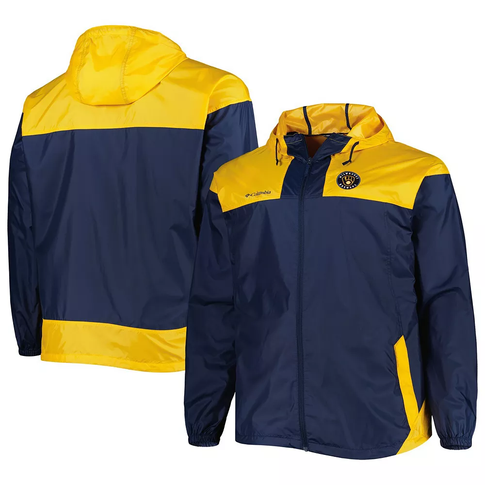 Men's Columbia Navy Milwaukee Brewers Flash Forward Challenger Omni-Shade Full-Zip Windbreaker 2 Men's Columbia Navy Milwaukee Brewers Flash Forward Challenger Omni-Shade Full-Zip Windbreaker - Image 2