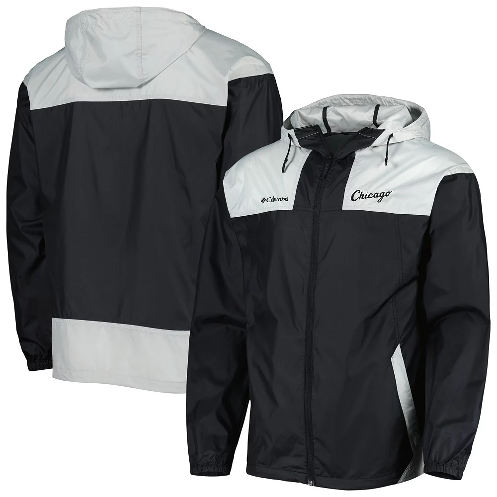 Men's Columbia Black/Gray Chicago White Sox Omni-Shade Flash Forward Challenger Full-Zip Windbreaker Jacket 2 Men's Columbia Black/Gray Chicago White Sox Omni-Shade Flash Forward Challenger Full-Zip Windbreaker Jacket - Image 2