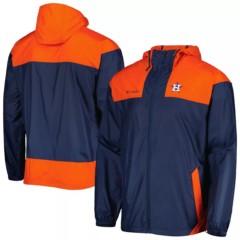 Men's Columbia Navy/Orange Houston Astros Omni-Shade Flash Forward Challenger Full-Zip Windbreaker Jacket 1 Men's Columbia Navy/Orange Houston Astros Omni-Shade Flash Forward Challenger Full-Zip Windbreaker Jacket
