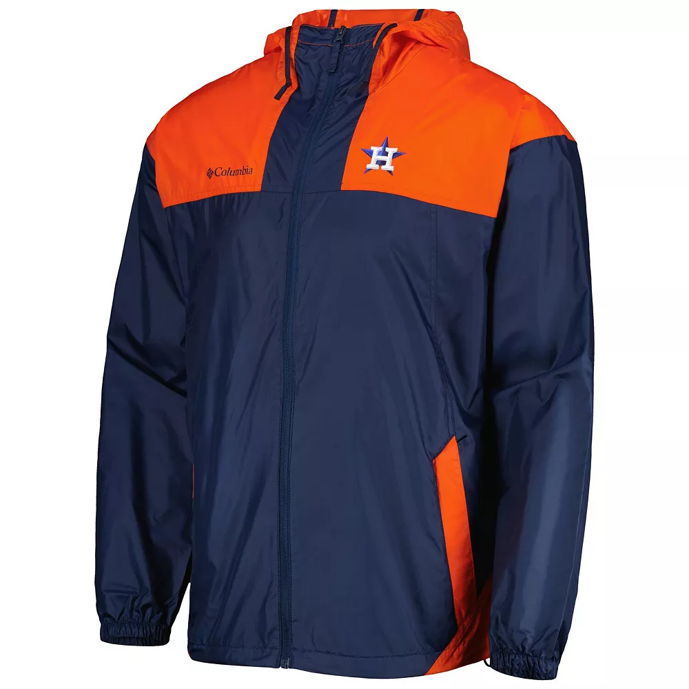 Men's Columbia Navy/Orange Houston Astros Omni-Shade Flash Forward Challenger Full-Zip Windbreaker Jacket 3 Men's Columbia Navy/Orange Houston Astros Omni-Shade Flash Forward Challenger Full-Zip Windbreaker Jacket - Image 3