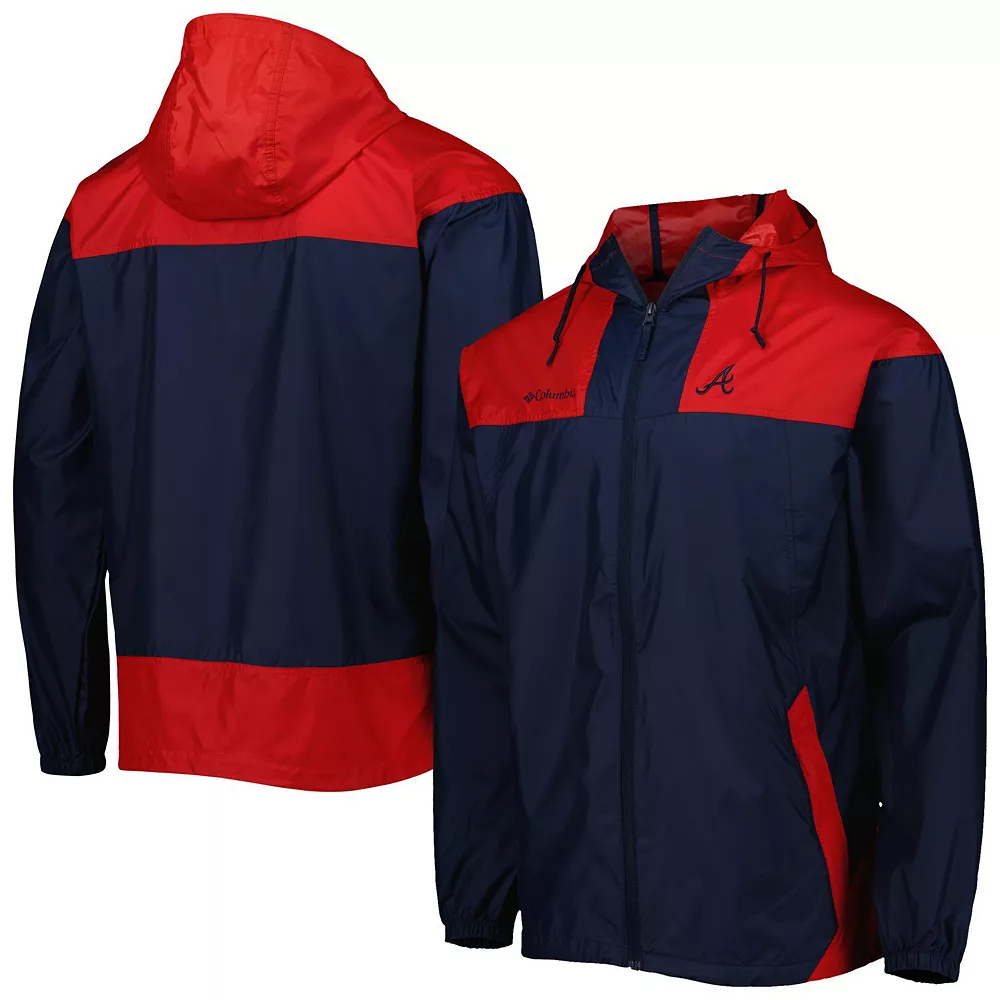Men's Columbia Navy/Red Atlanta Braves Omni-Shade Flash Forward Challenger Full-Zip Windbreaker Jacket 1 Men's Columbia Navy/Red Atlanta Braves Omni-Shade Flash Forward Challenger Full-Zip Windbreaker Jacket