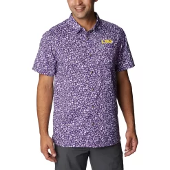 Men's Columbia Purple LSU Tigers Super Slack Tide Omni-Shade Team Button-Up Shirt