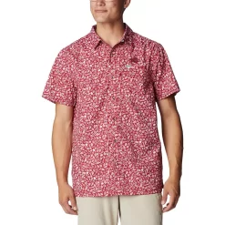 Men's Columbia Cardinal Arkansas Razorbacks Super Slack Tide Omni-Shade Team Button-Up Shirt